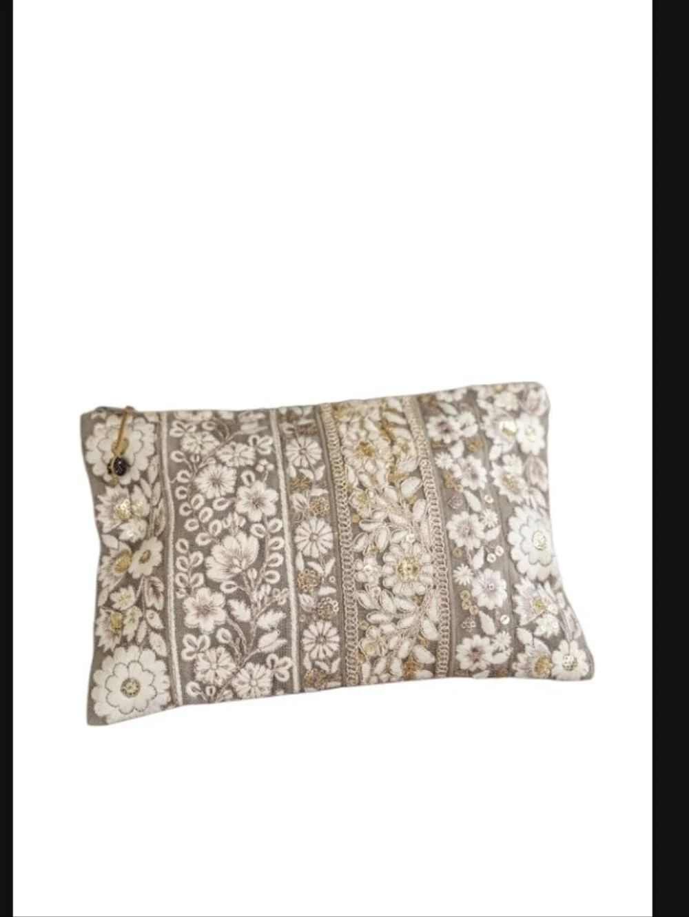 April Cornell Bel Canto Embroidered Mocha Pouch NWT
